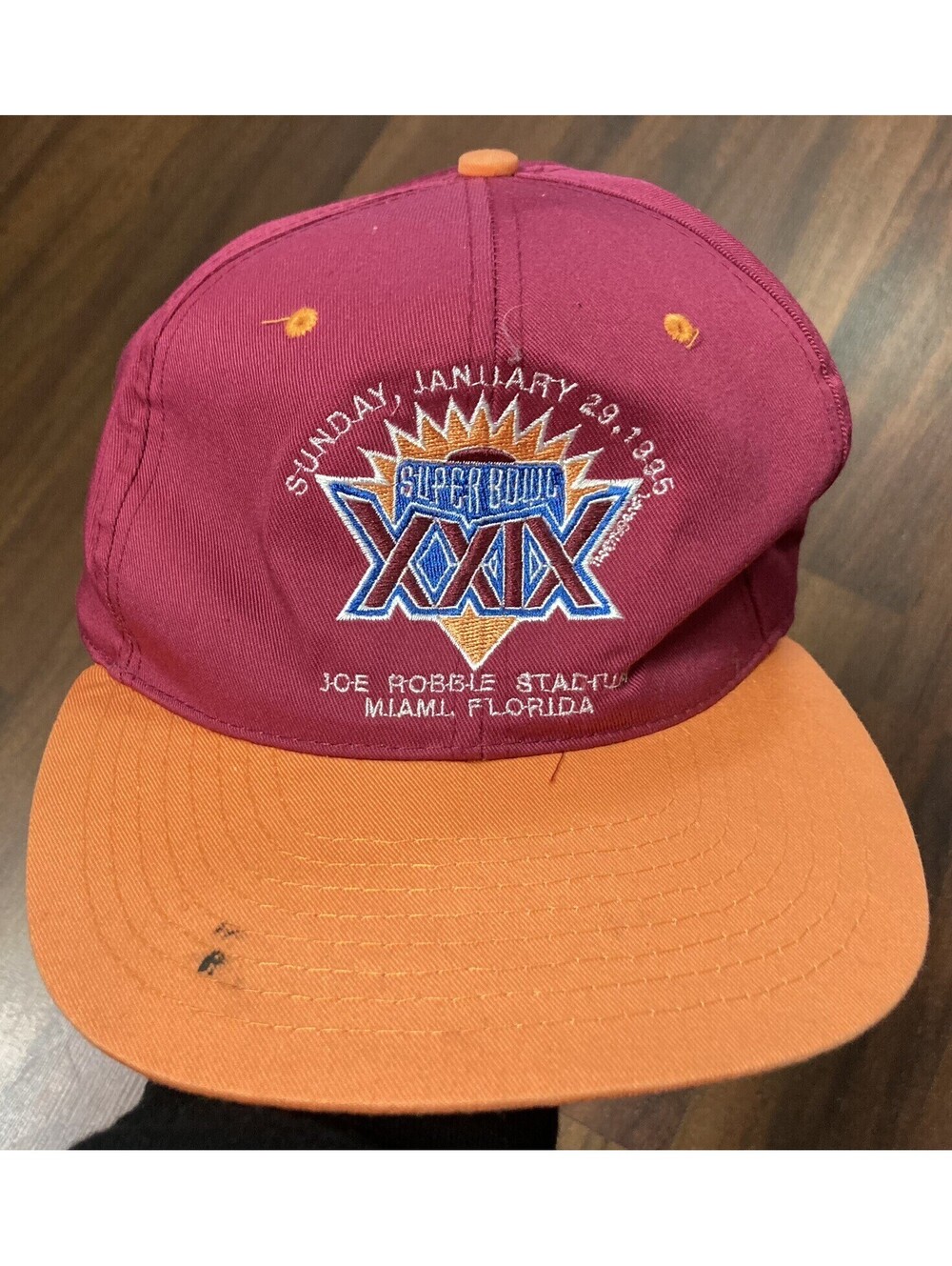 Vintage 90s SUPER BOWL XXIX Stretch Cap Hat January 29 1995 49ers Chargers